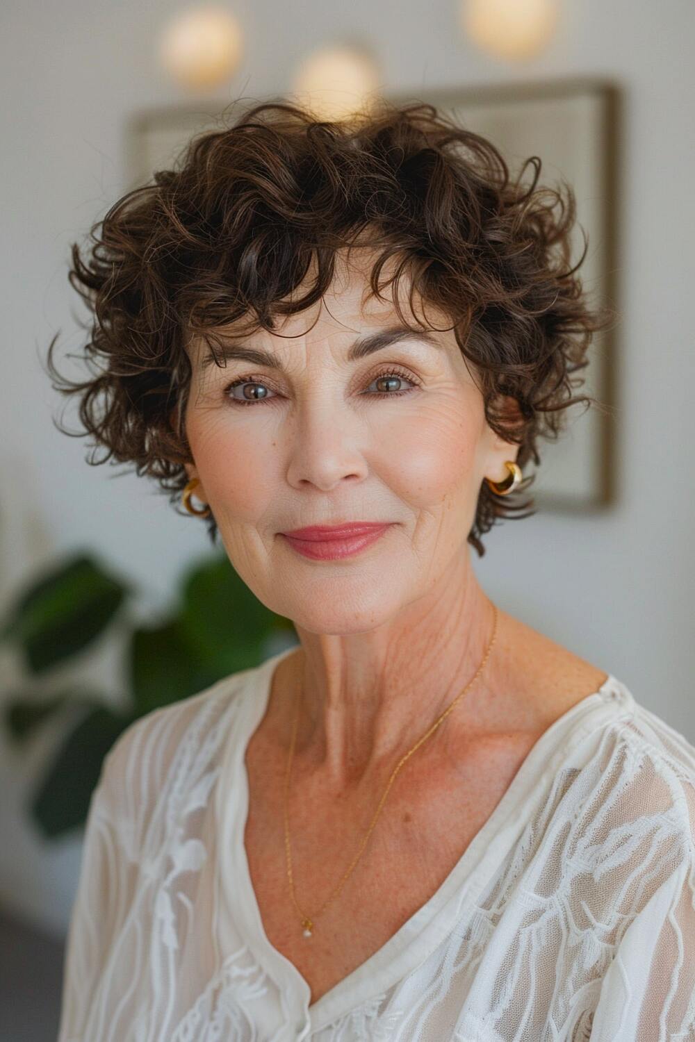 Short curly hairstyle for women over 60