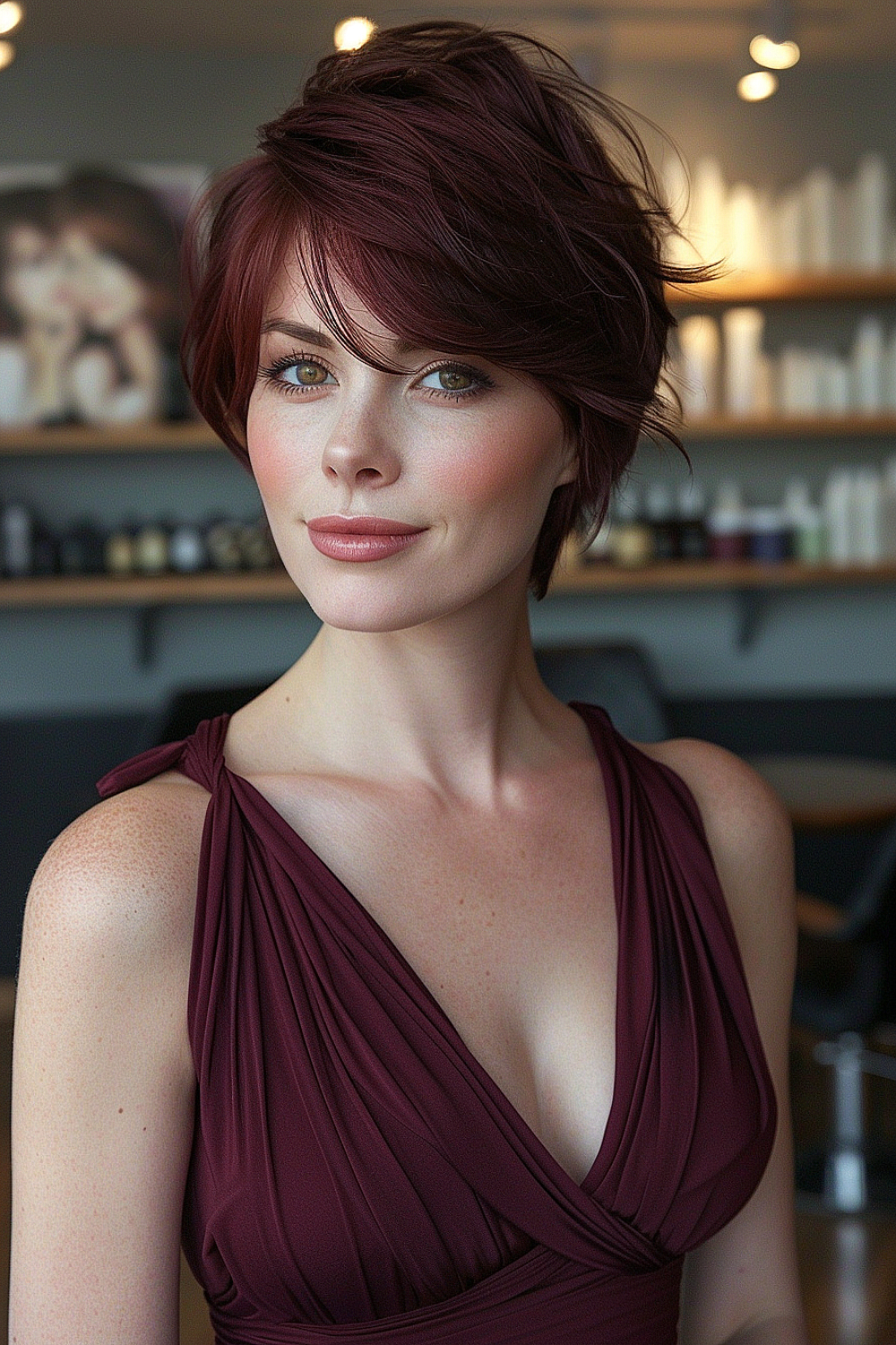 Plum perfection pixie with silky layers