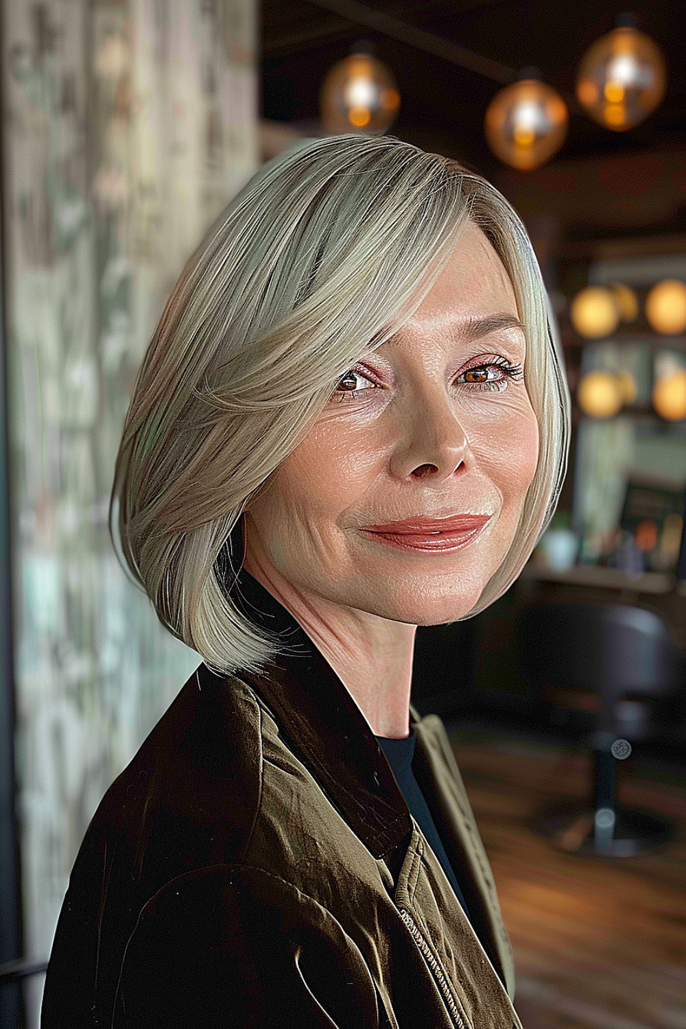 Polished bob with side parting for women over 70