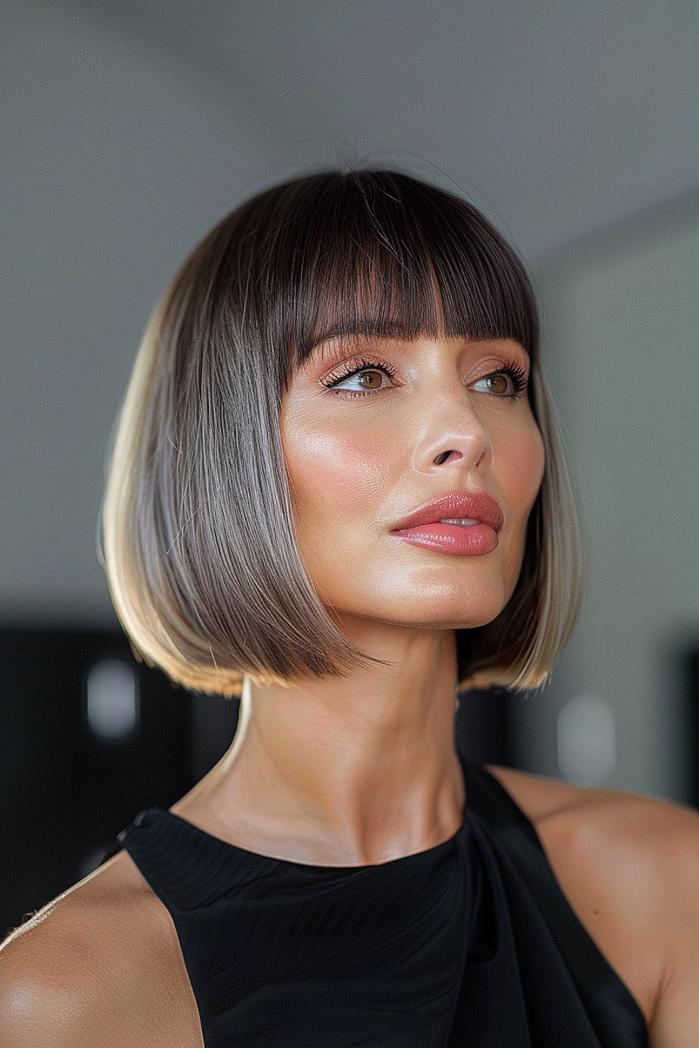 Polished bob with sleek bangs