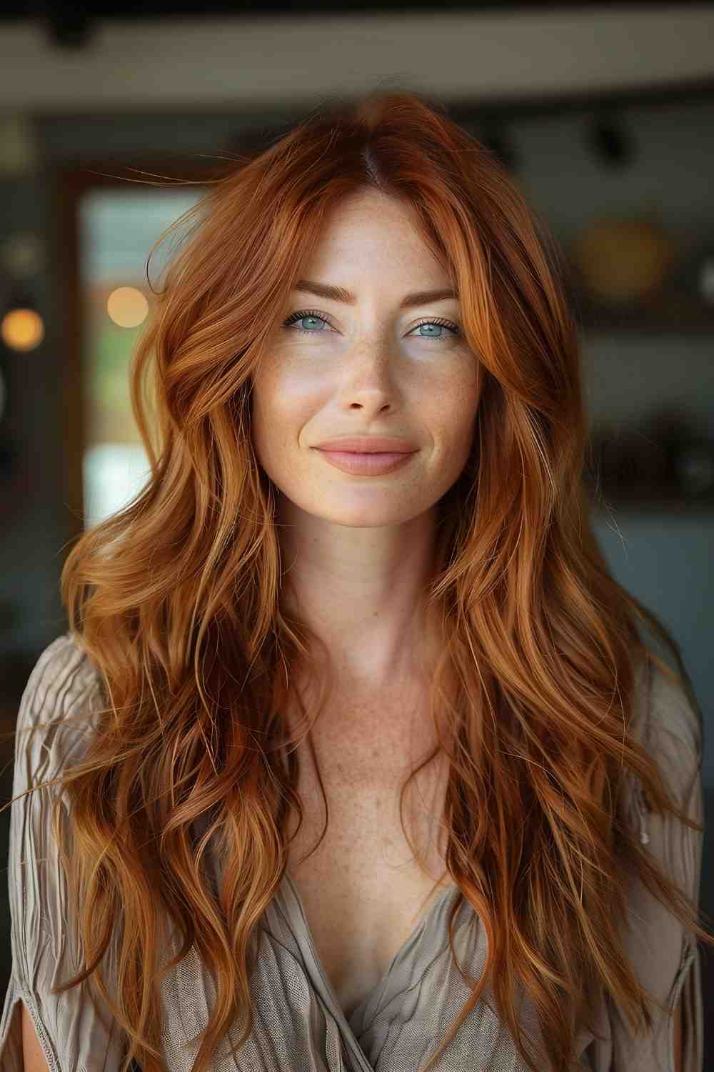 Rich auburn waves with lush layers