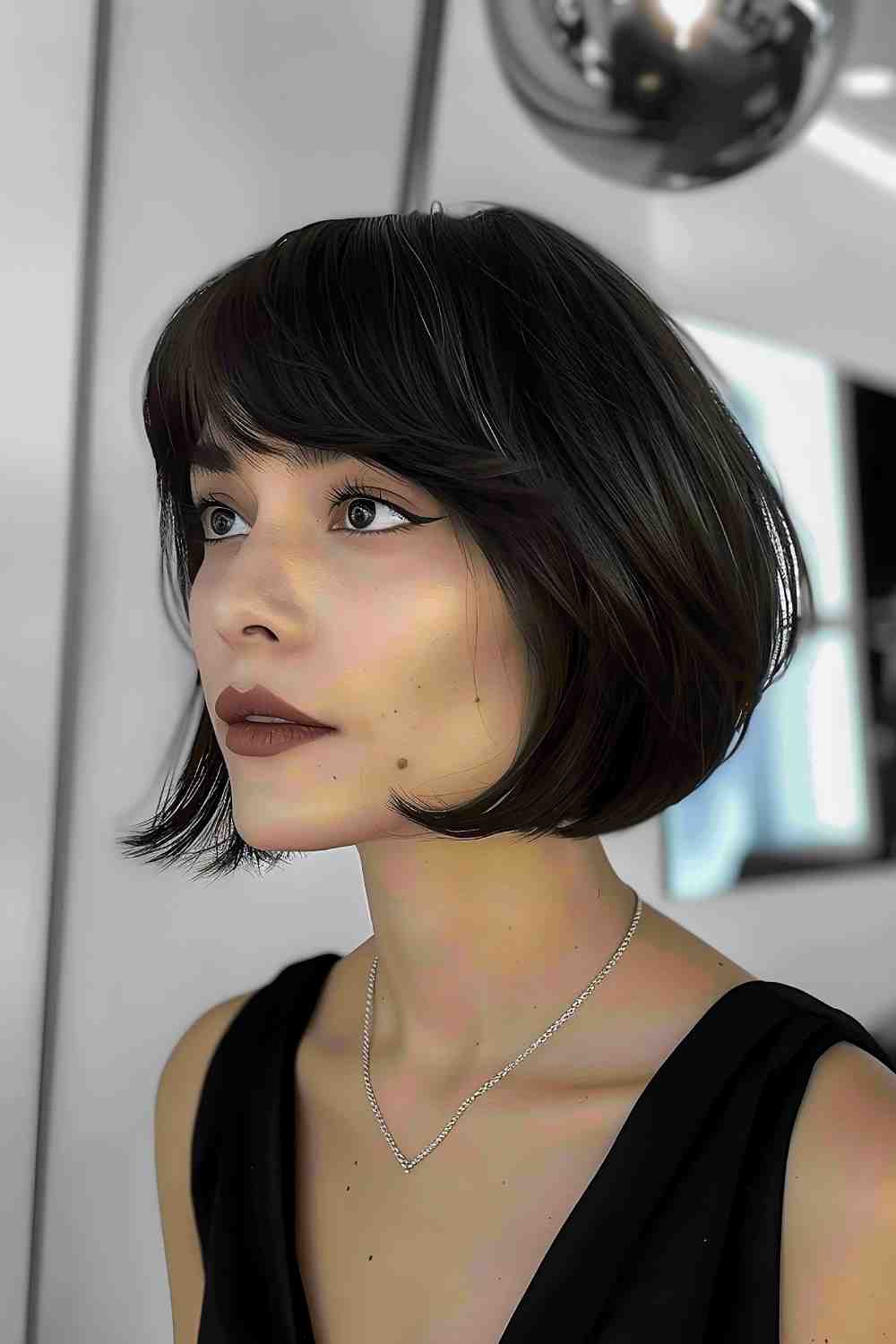 Sculpted jaw-length bob for a sleek silhouette