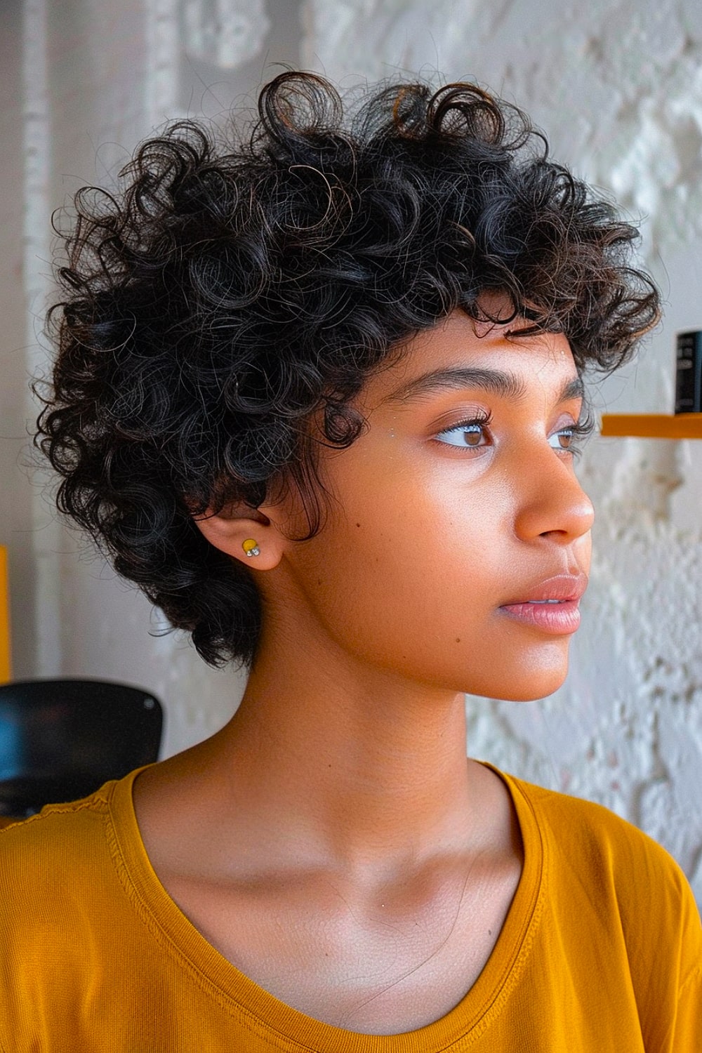 Curly shag pixie cut