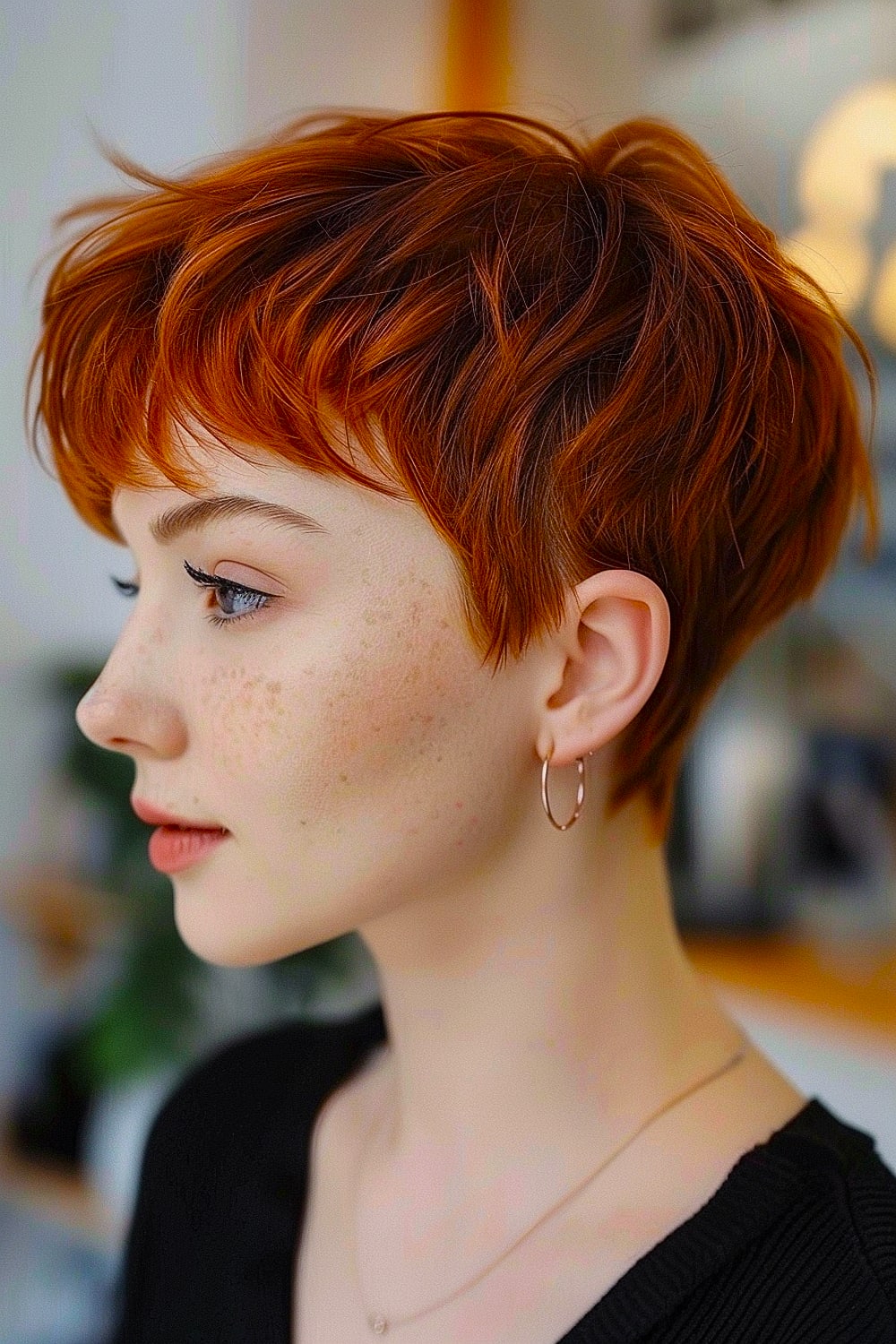 Copper shag pixie cut