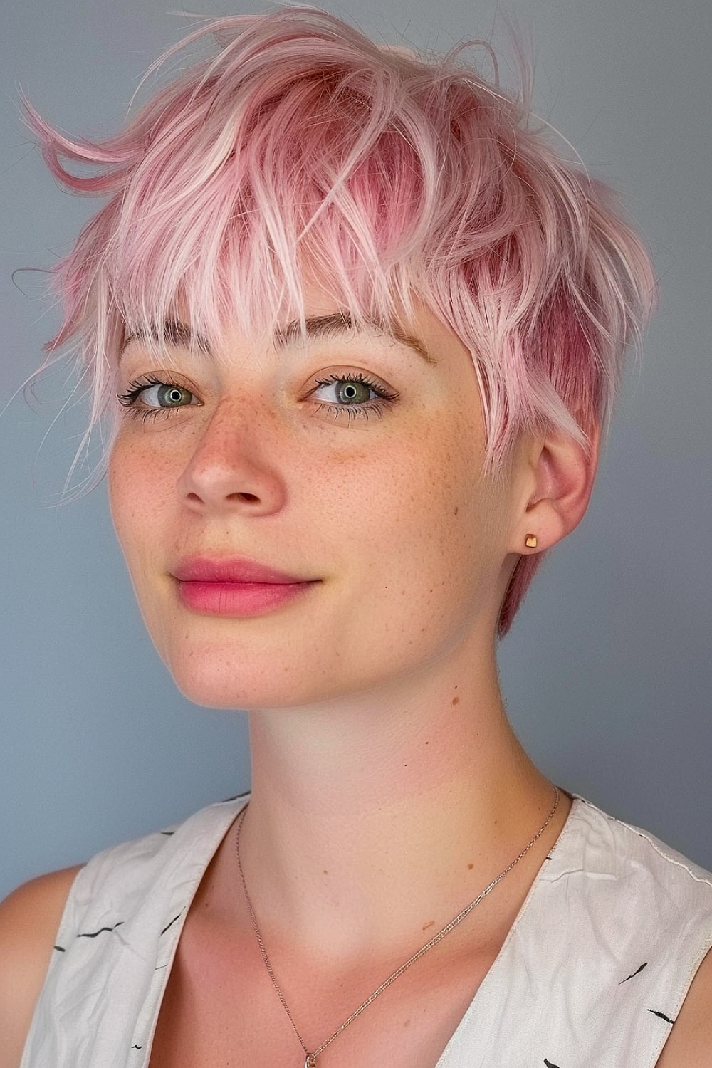 Pink shag pixie cut