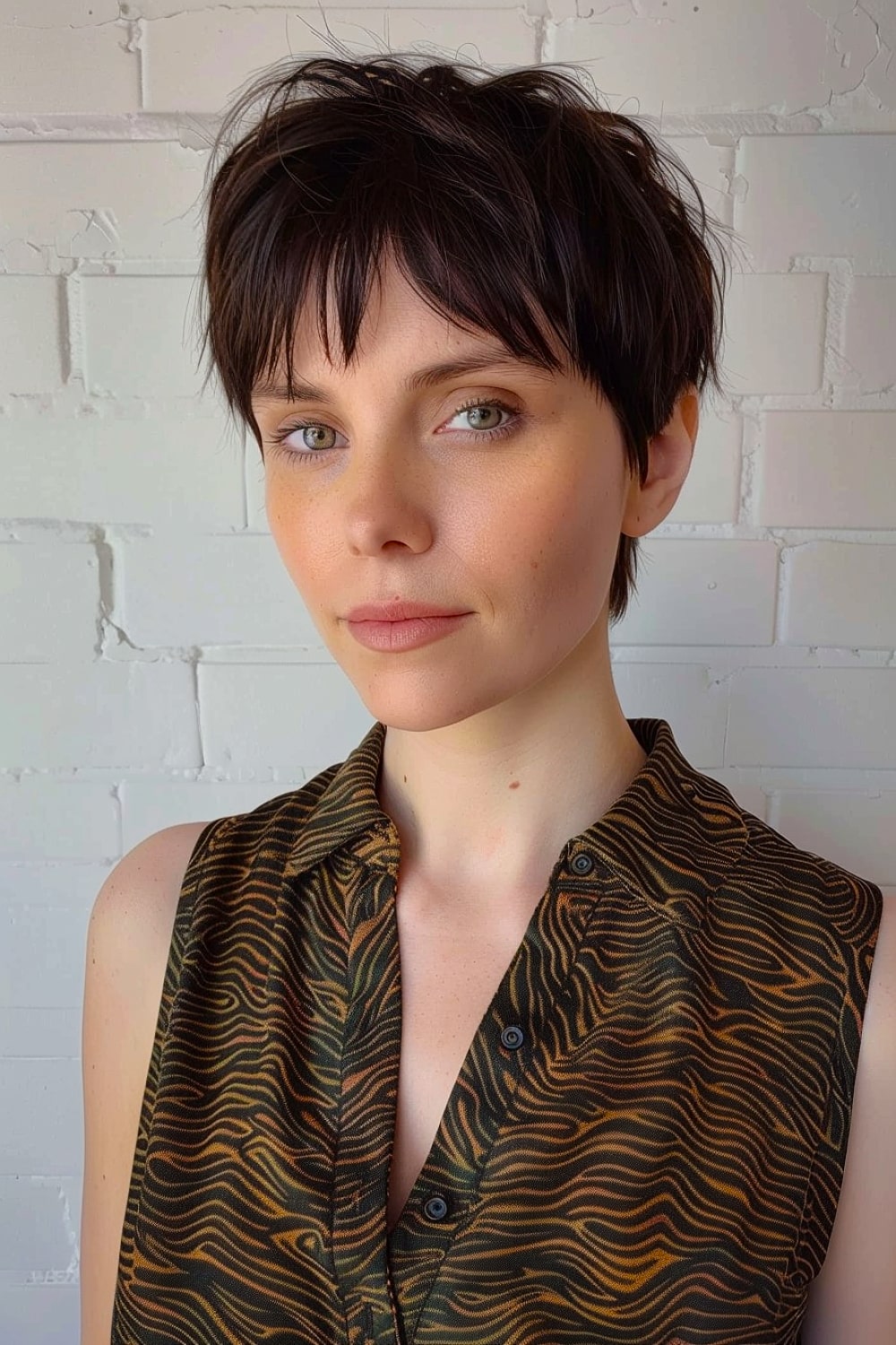 Middle part shag pixie cut