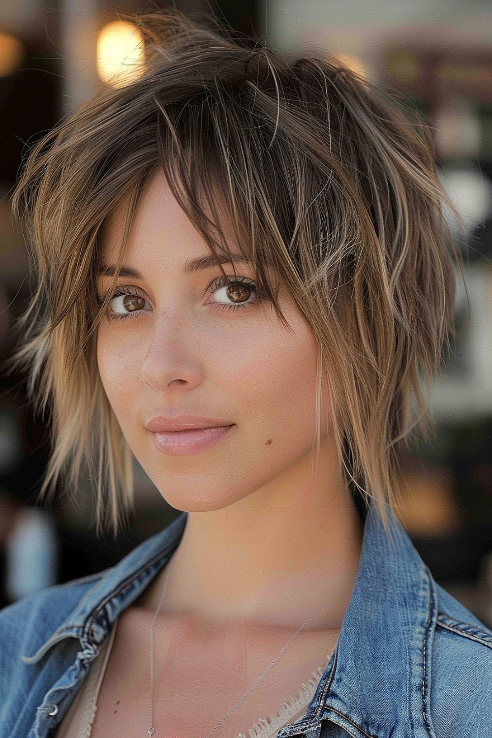 Woman with a shaggy bob styled with razor-cut edges for a textured look