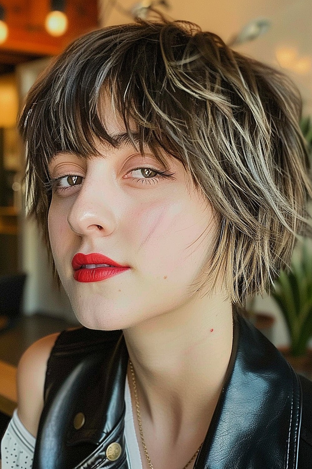 Shaggy pixie cut with choppy layers and soft, tousled texture