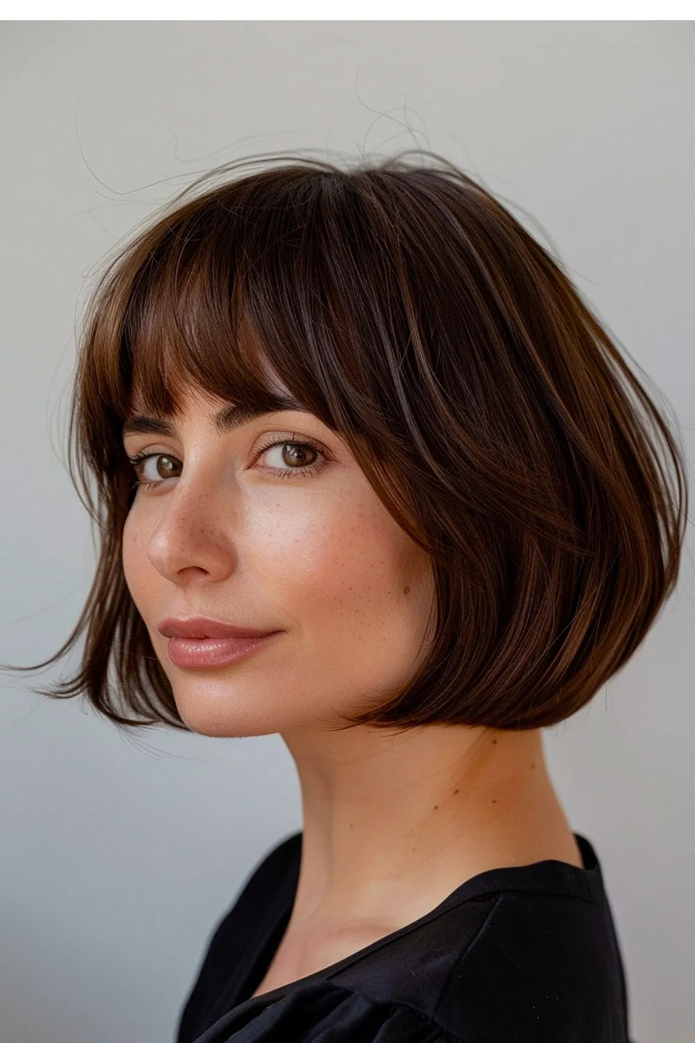 Short bob hairstyle with fringe