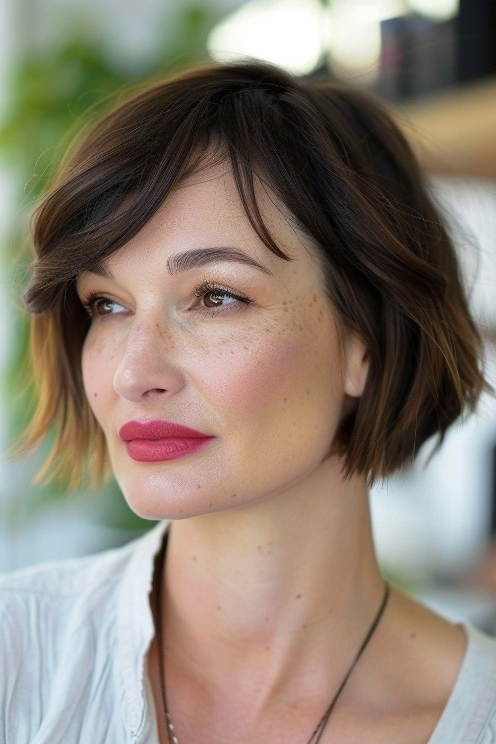 Short bob with deep side-part for moms