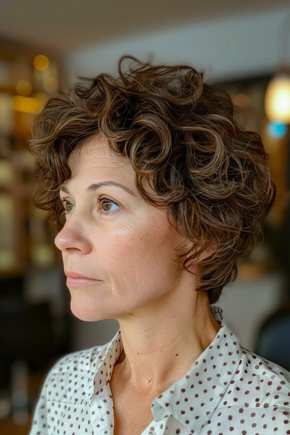 Short choppy curly pixie bob