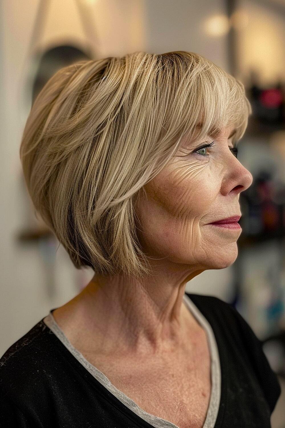 Short crop with bangs for older women