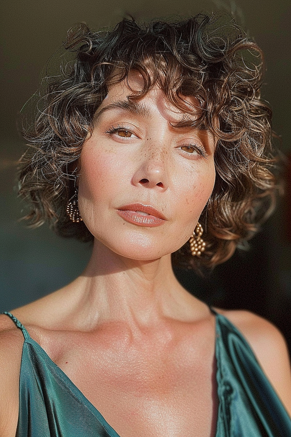 Woman with a short curly bob with highlighted natural texture