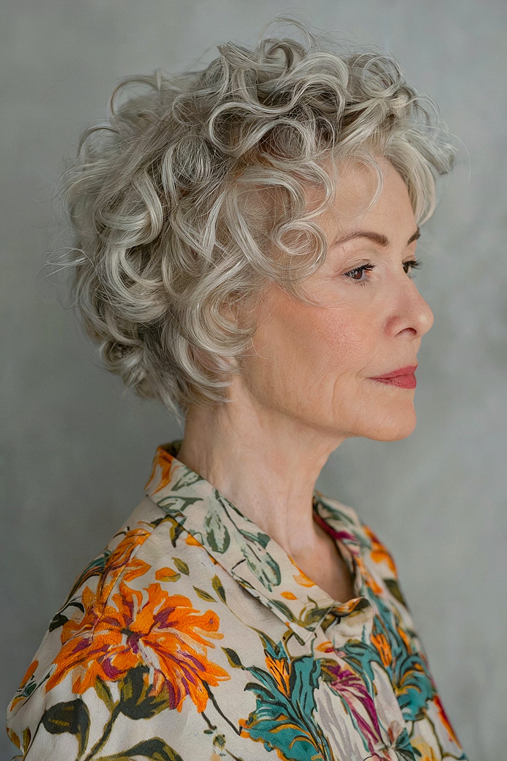 Short curly pixie bob for older women