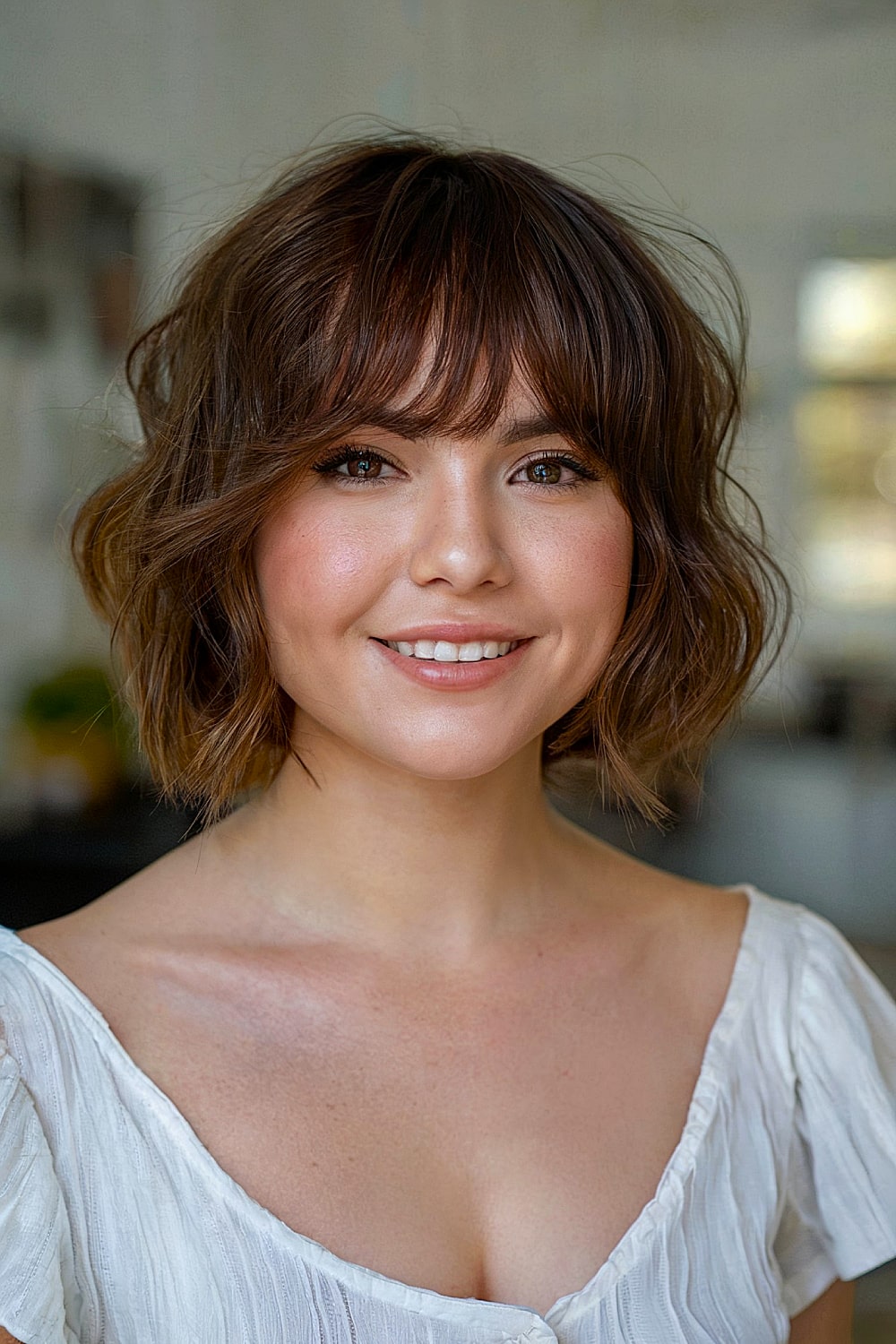 Short layered bob for round faces