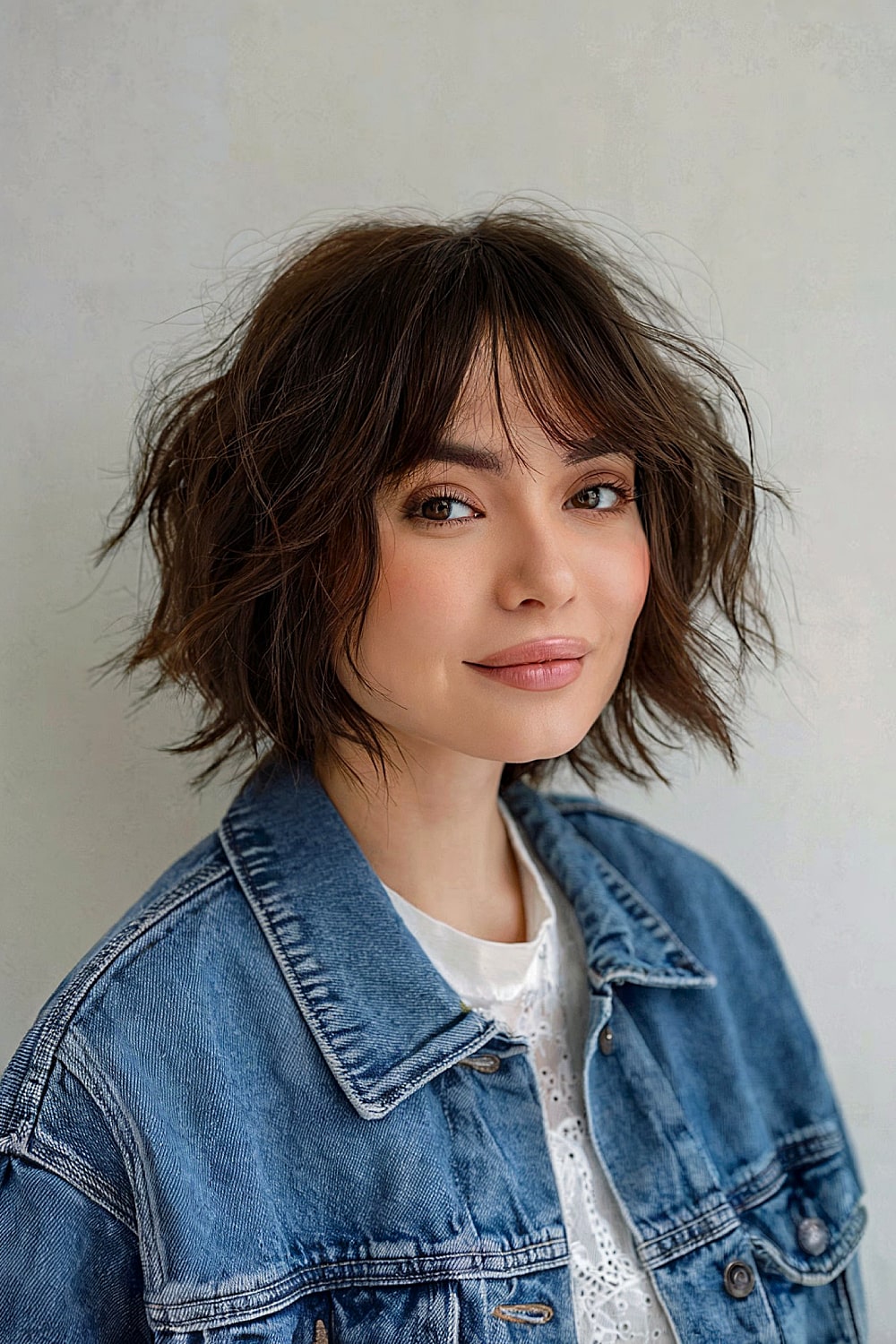 Short shaggy layered bob