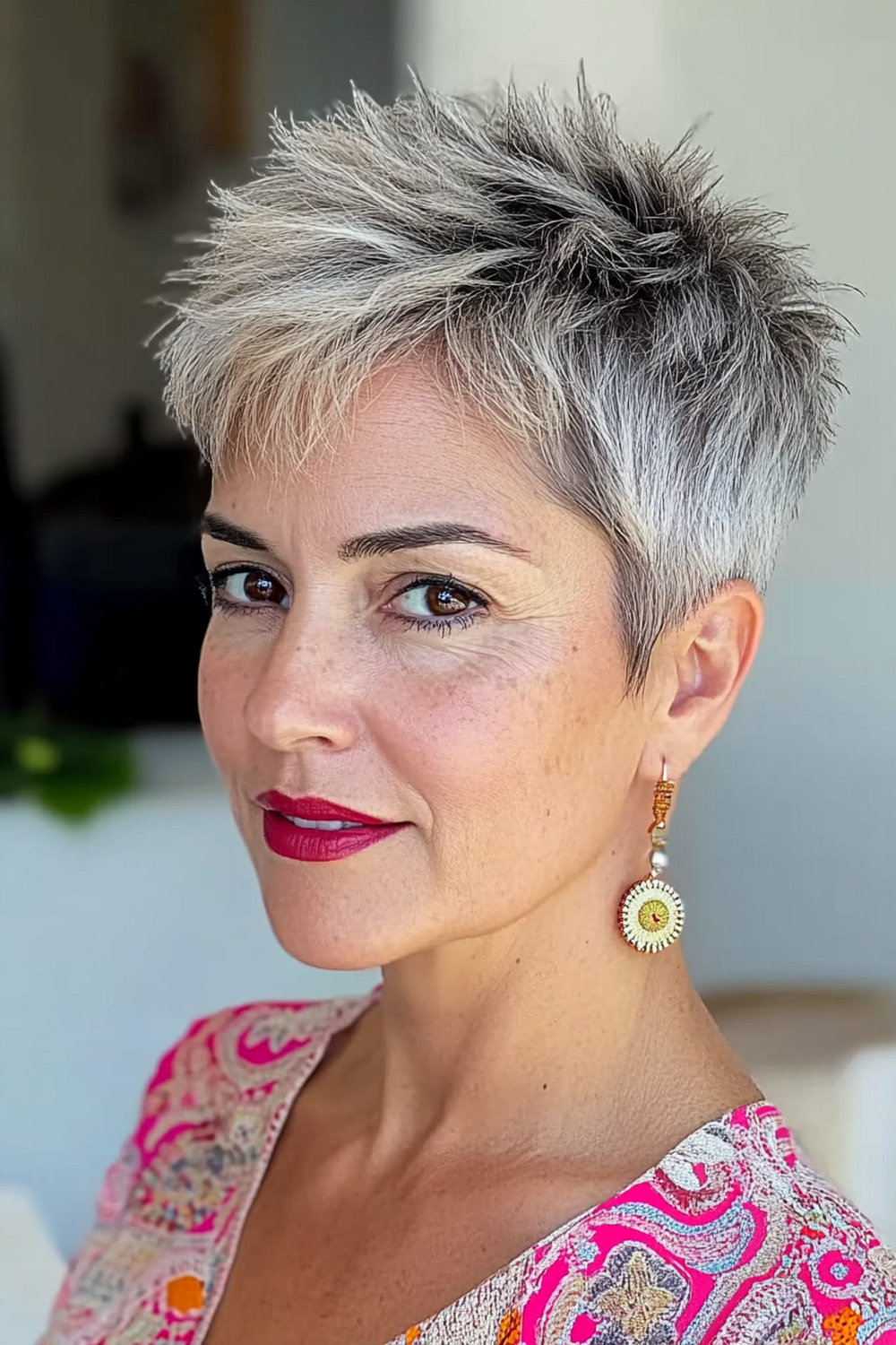 Short spiky pixie for women over 50