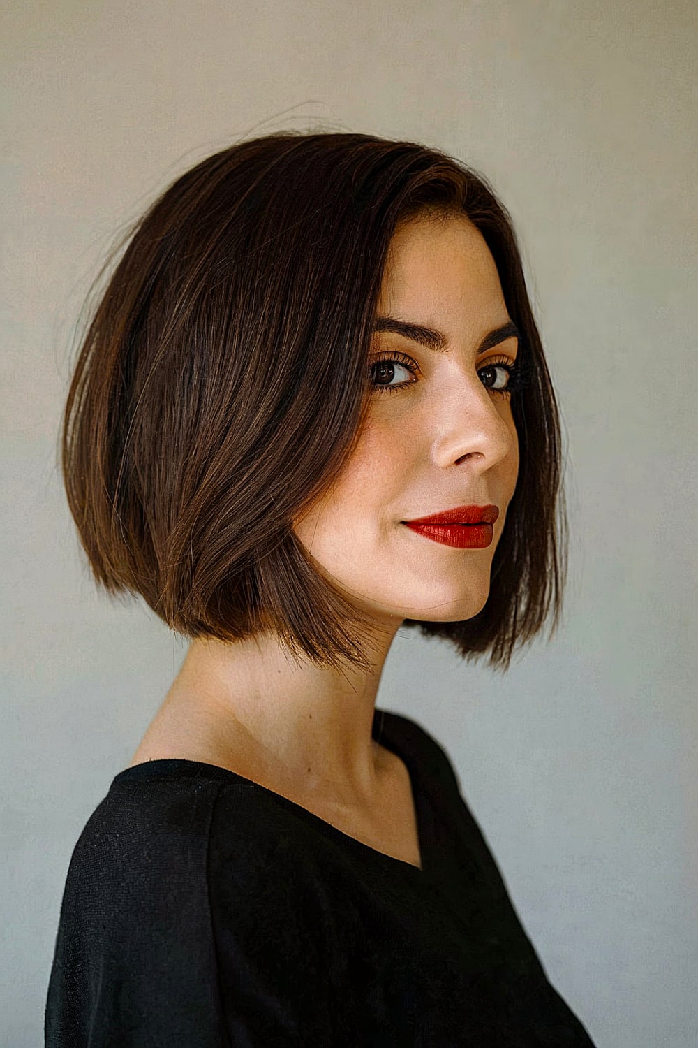 Short straight layered bob