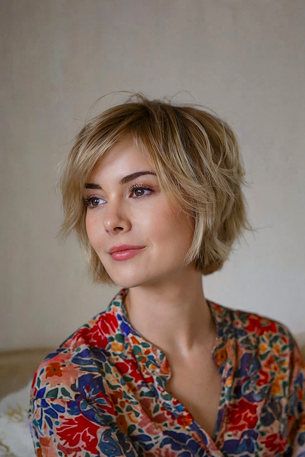 Short wispy layered bob