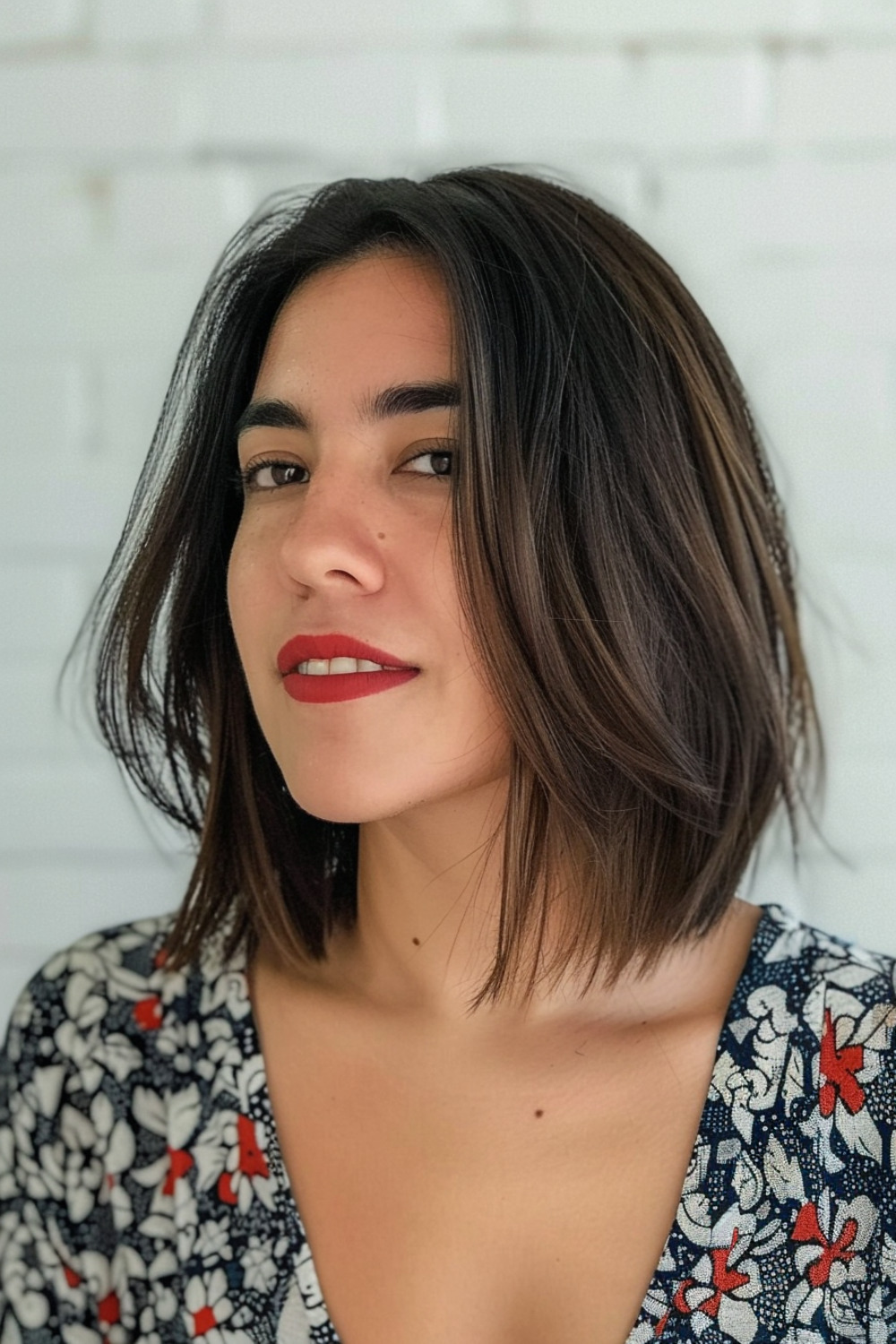 Shoulder-length hair with subtle layers