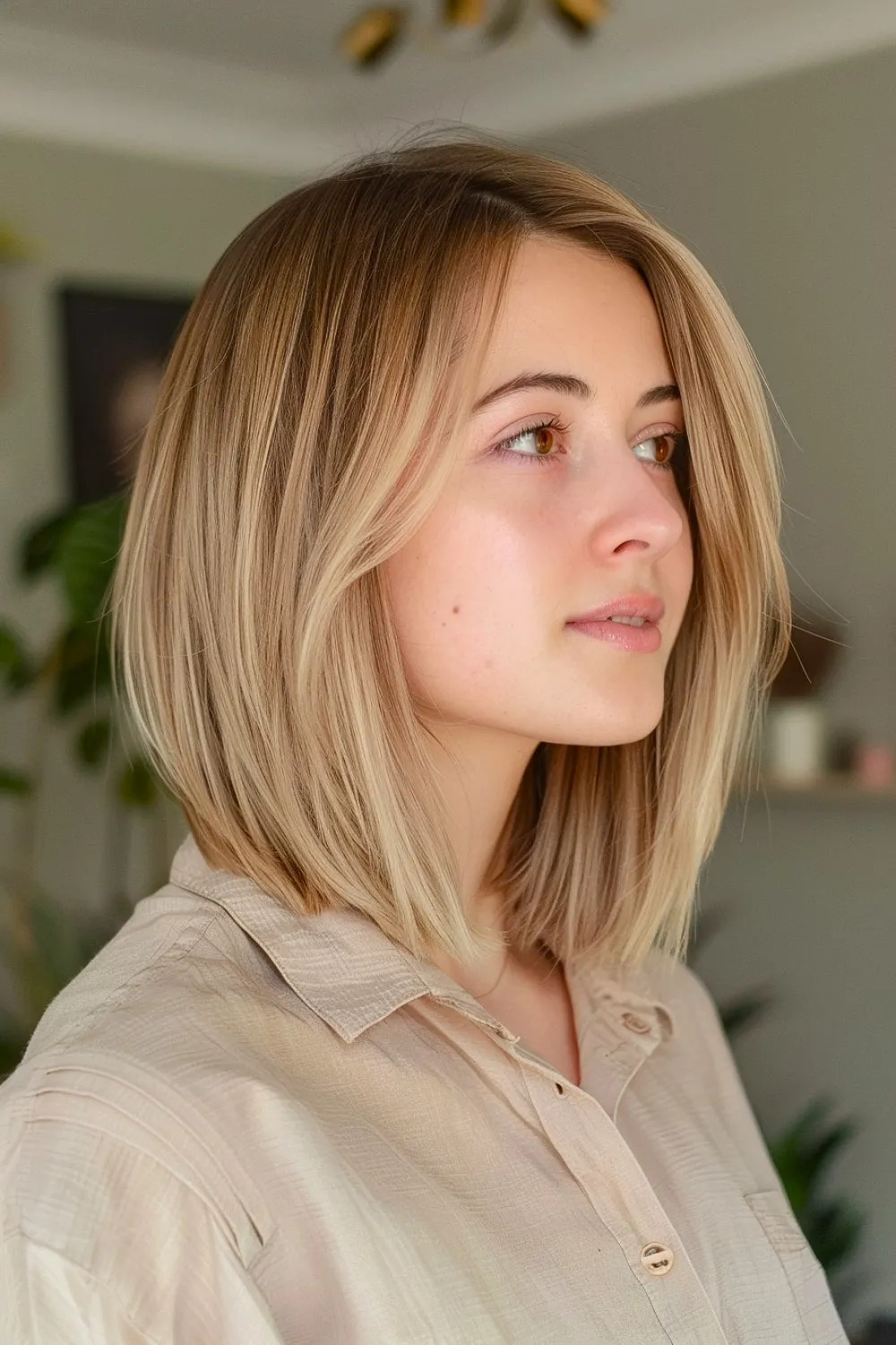 Shoulde-length layered bob hairstyle