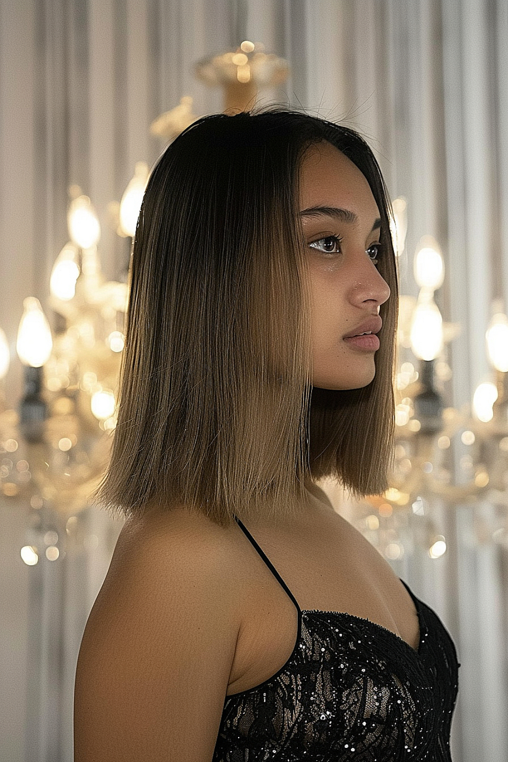 Shoulder-skimming bob with sleek, refined silhouette