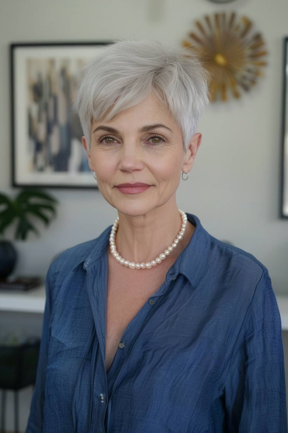 Side part pixie cut for women over 60