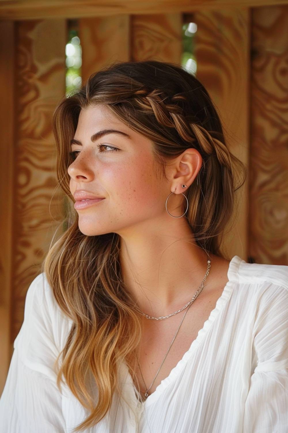 Side part with braided detail for boho vibes