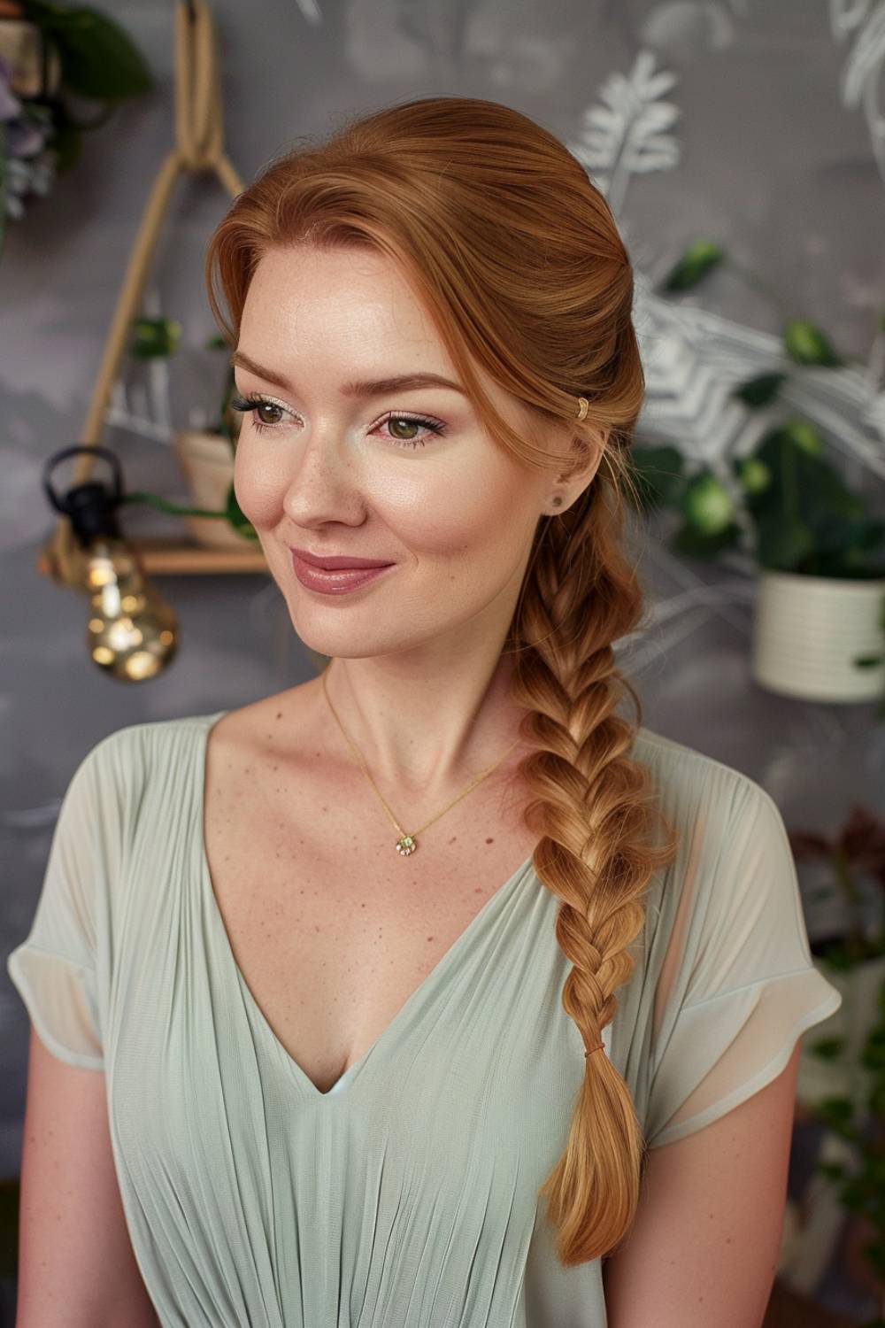 Side part with fishtail braid for a unique twist