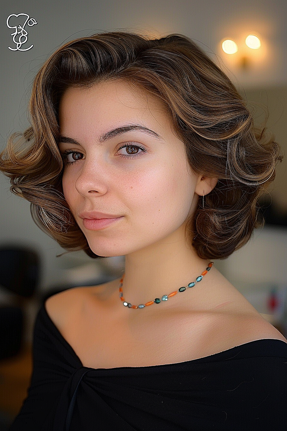 Side-parted bob with soft curls