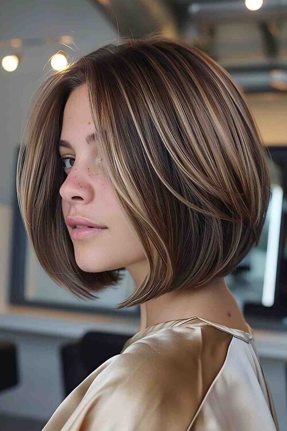 Sleek A-Line Bob with Highlights