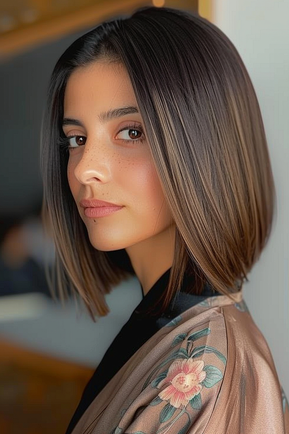 Sleek angled lob with a sharp part