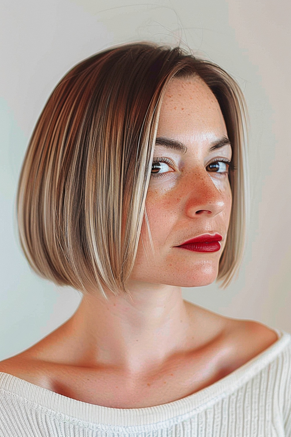 Sleek bob with blunt ends for moms