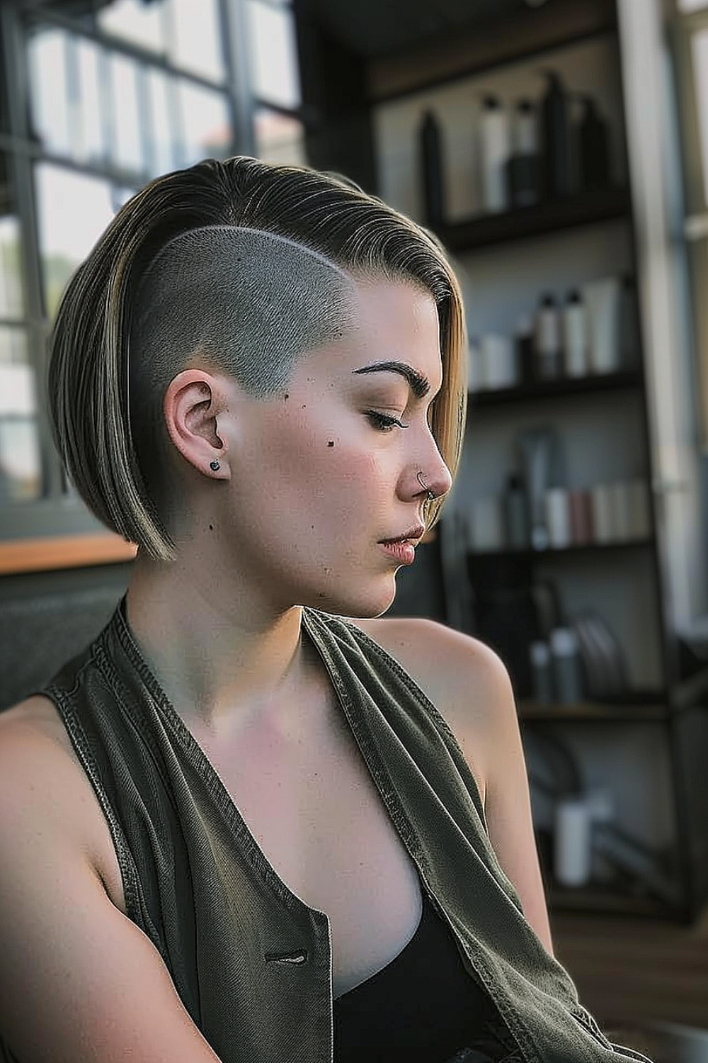 Sleek bob with hidden undercut for a bold and edgy look