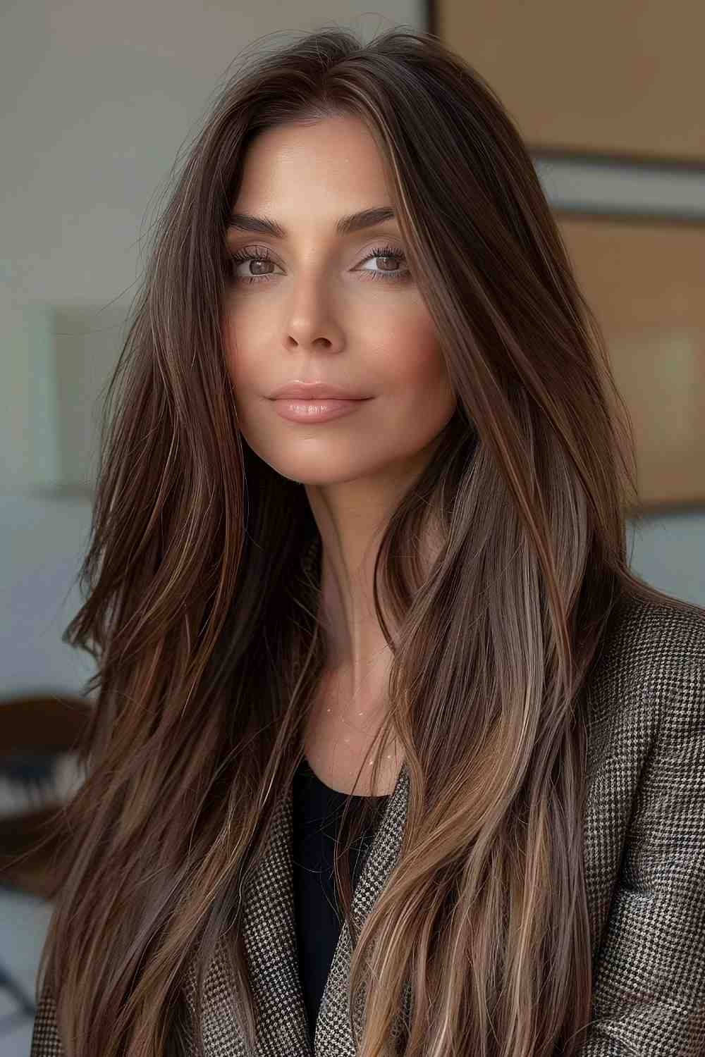 Sleek chestnut brown with invisible layers