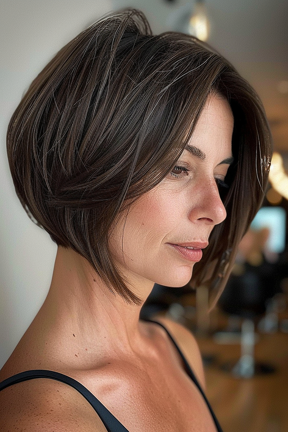 Sleek layered bob with a-line cut