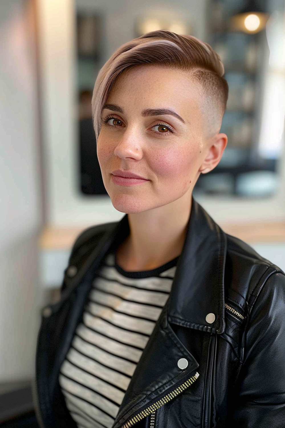 Sleek long pixie with shaved sides