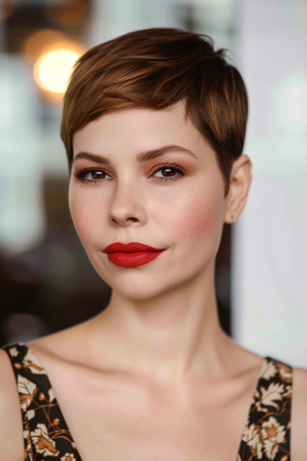 Sleek pixie with side part