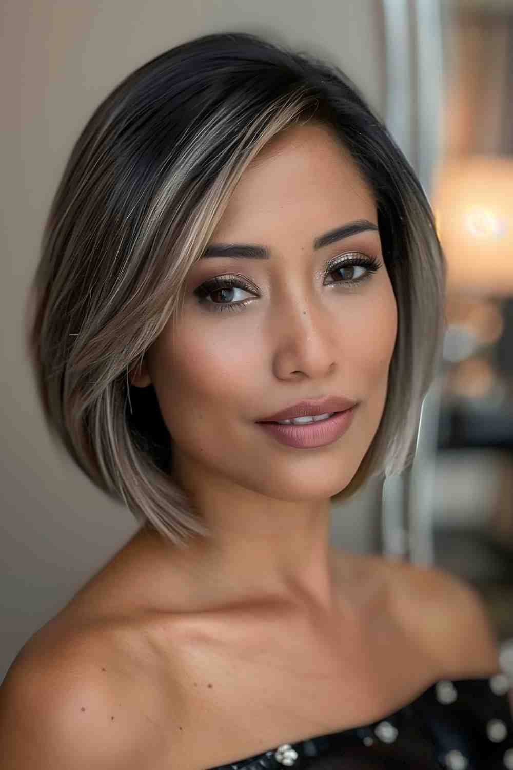 Sleek Side-Parted Bob with Silky Finish