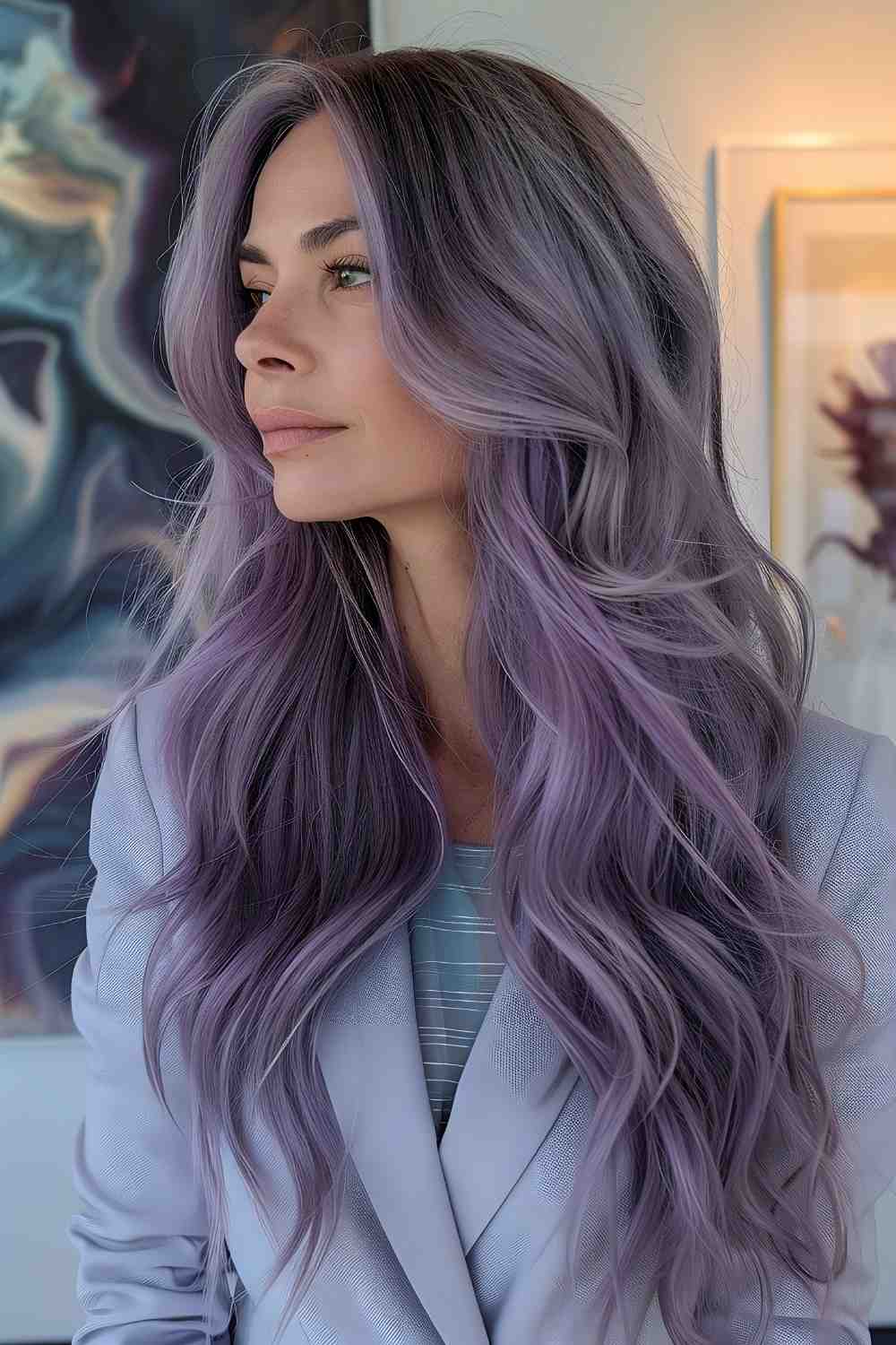 Smokey lavender on sleek locks