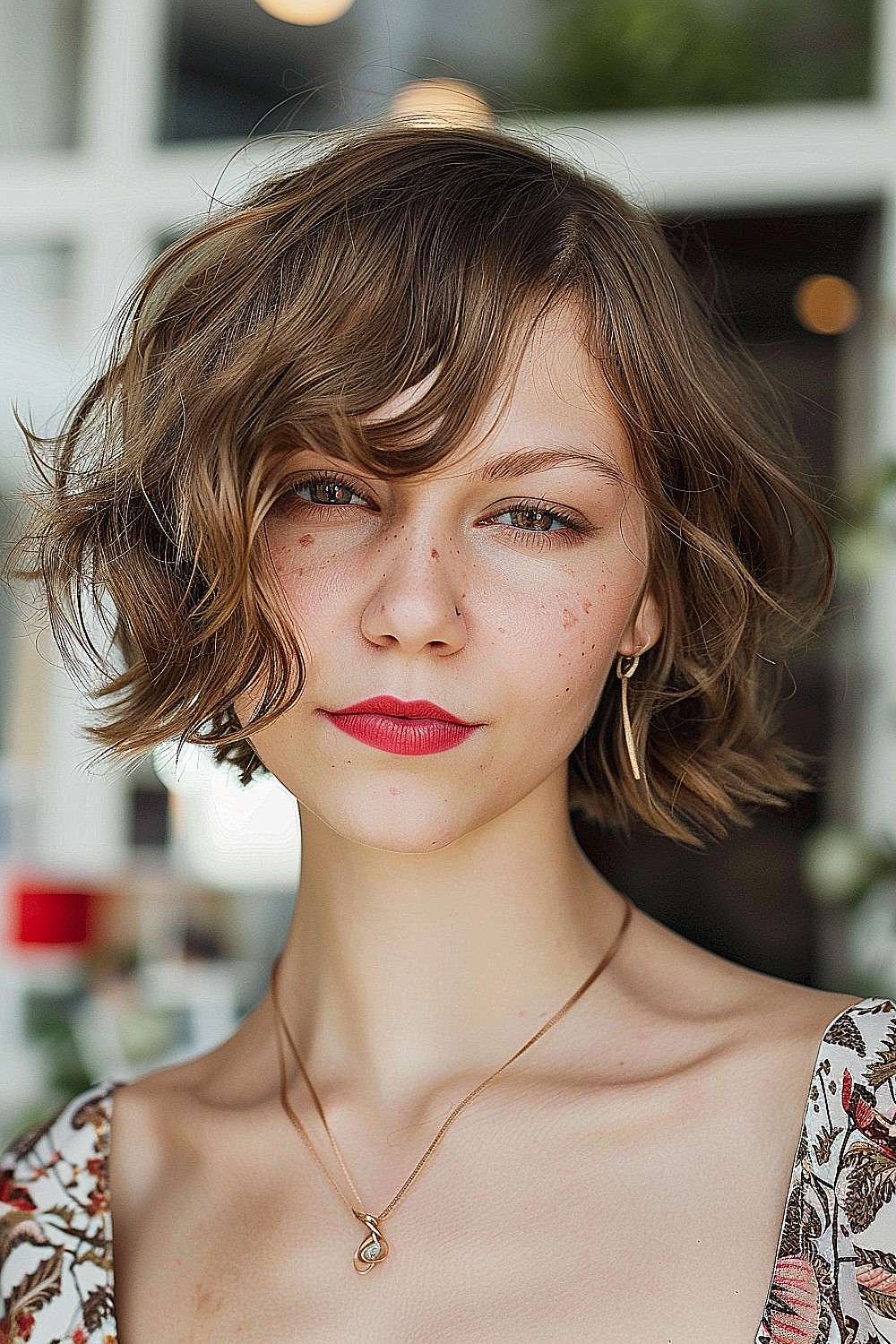 Soft waves with side-swept bangs for fine hair