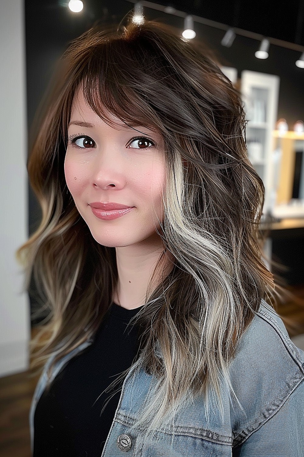 Long, soft waves with peekaboo highlights