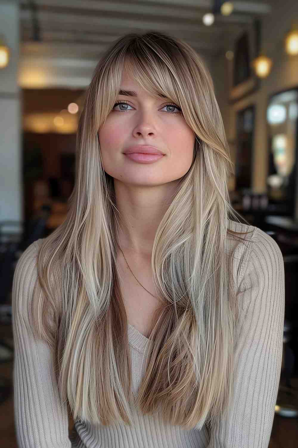 Sophisticated straight cut with side bangs