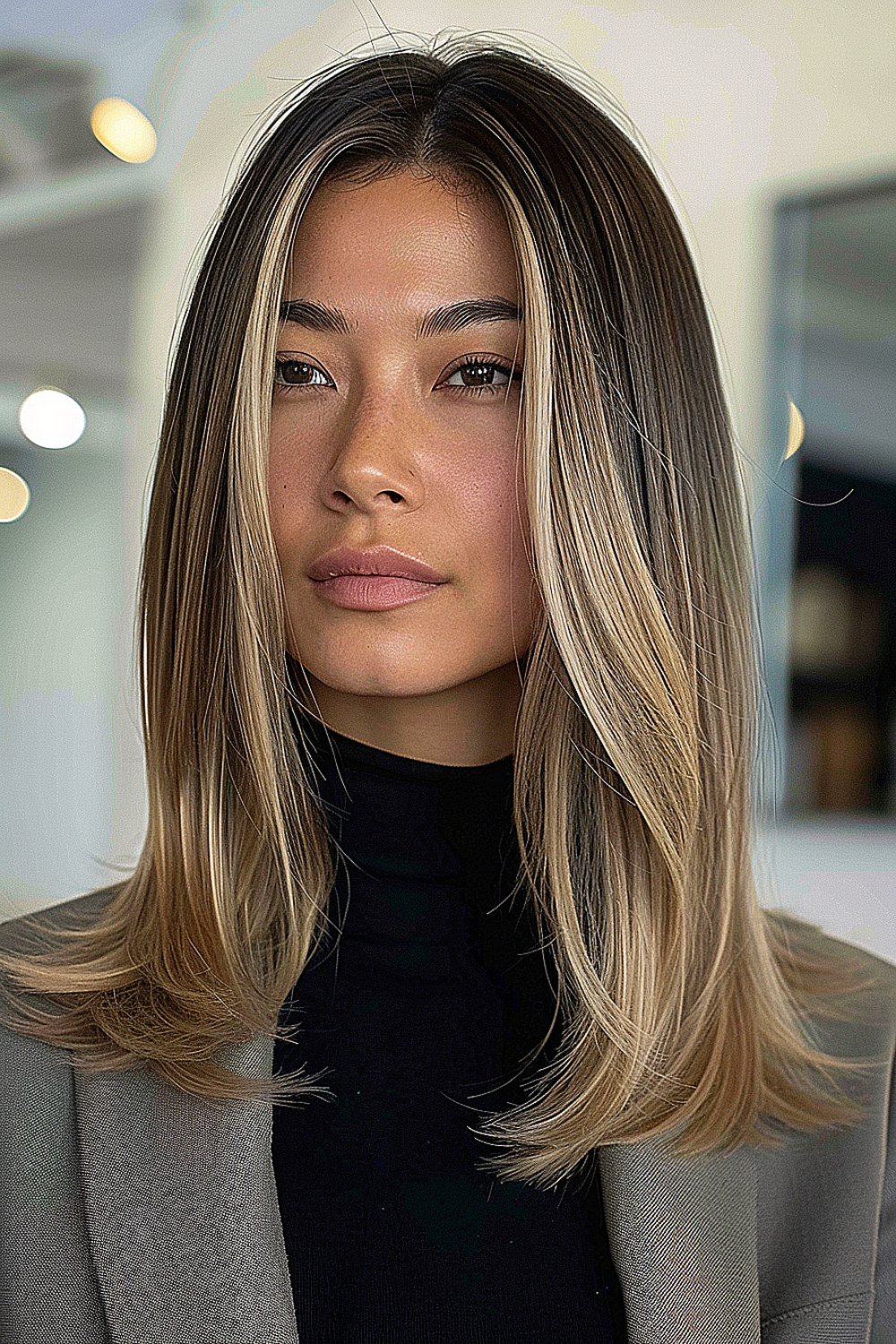 Straight hair with layers for sleek versatility