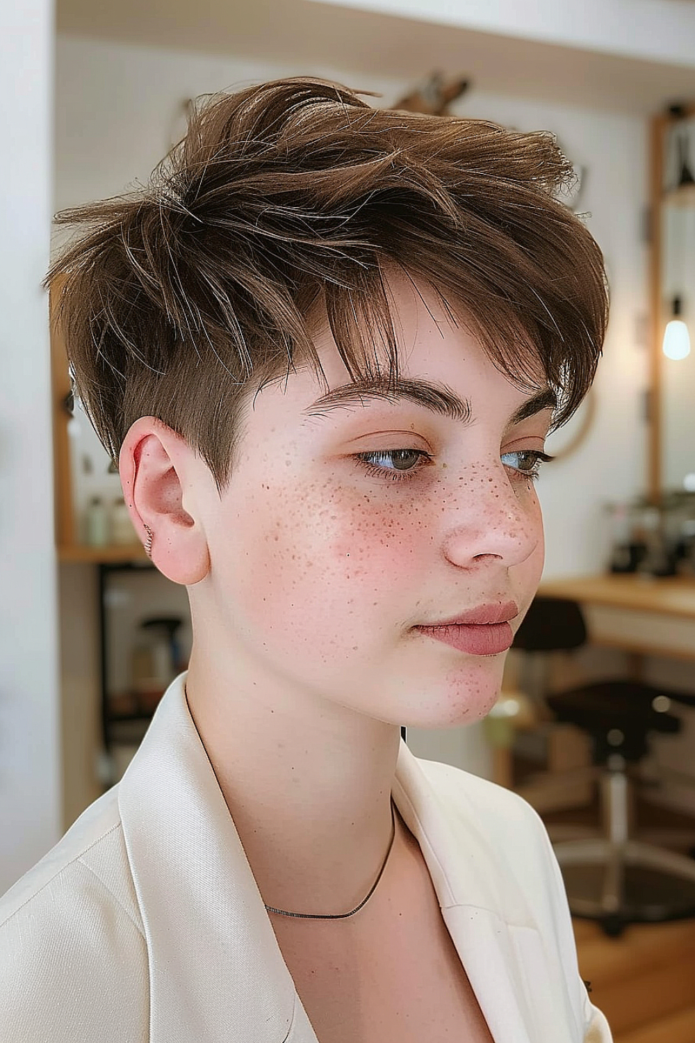 Straight tousled pixie cut with choppy layers