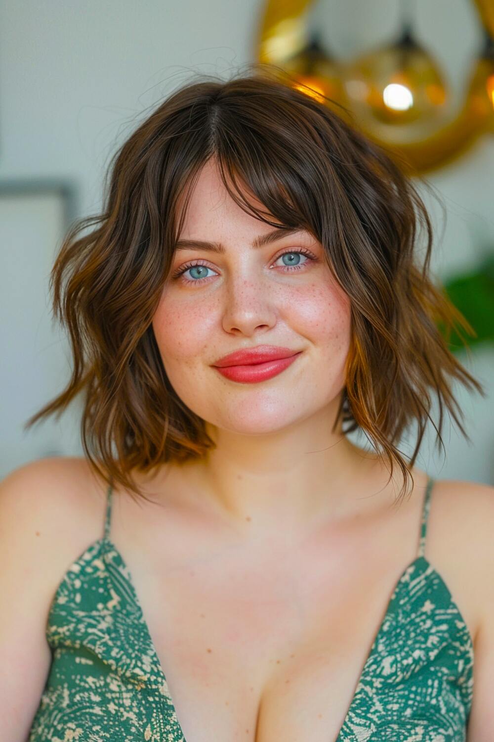 Choppy bob hairstyle for round faces