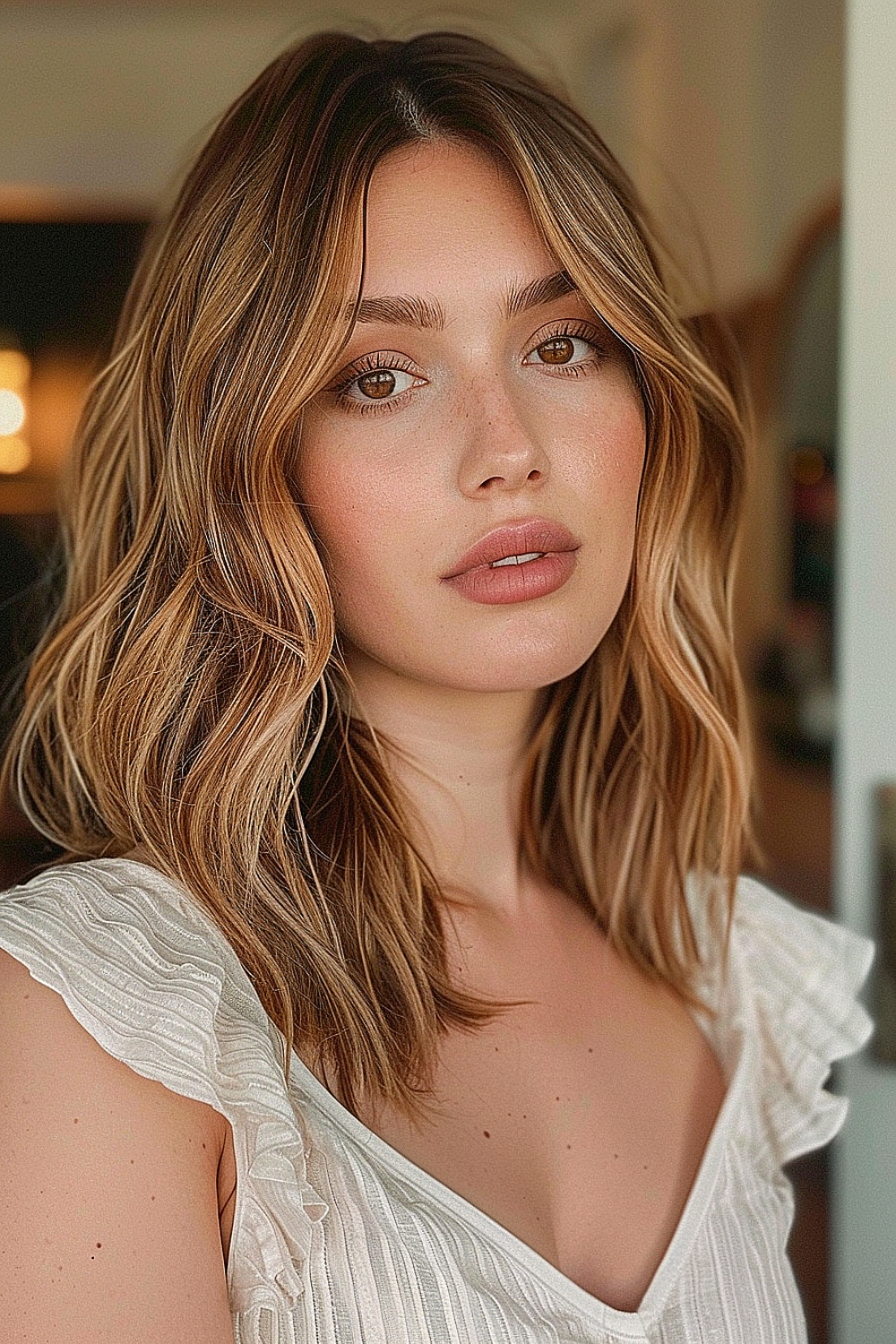 Sun-kissed medium layered cut