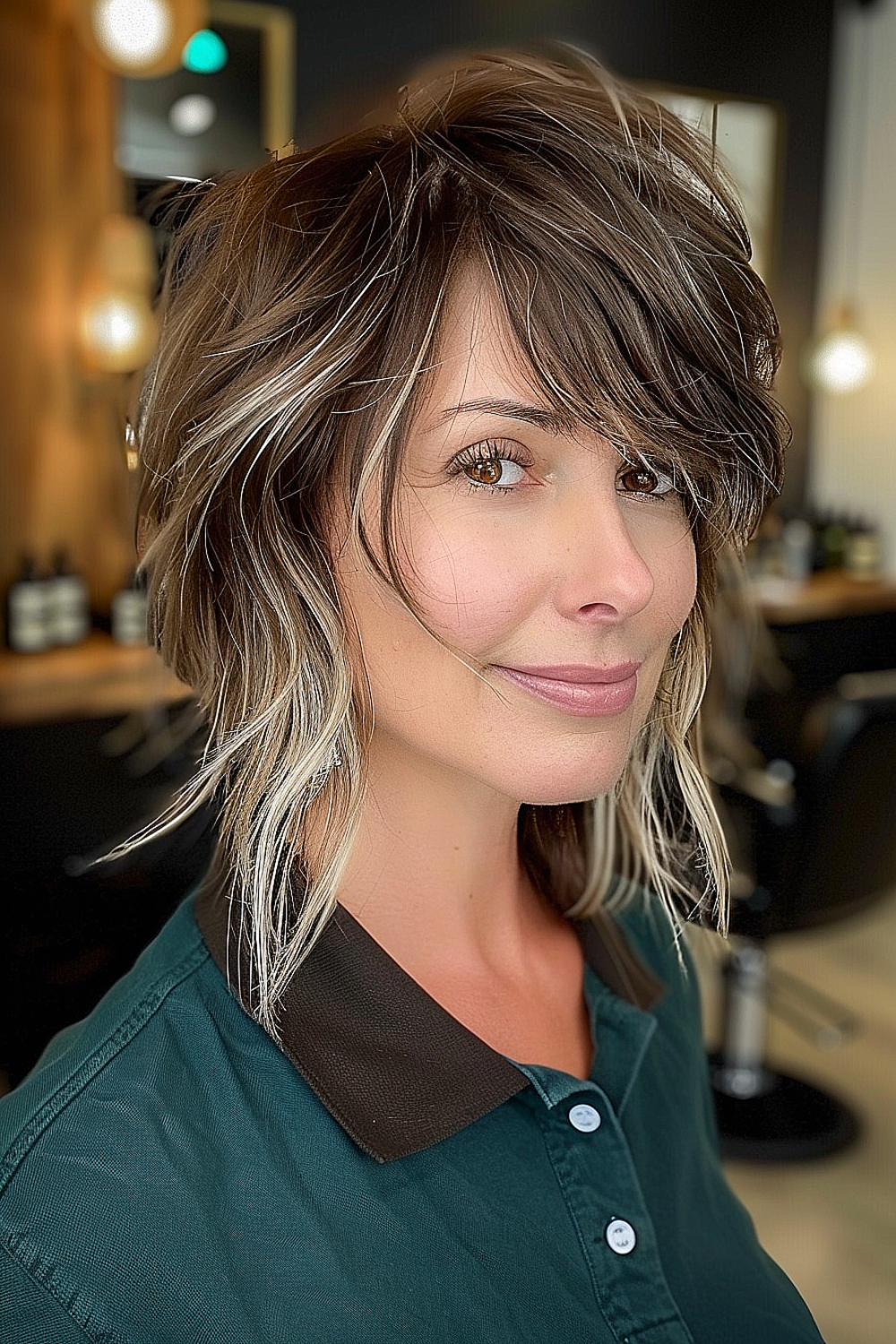 Textured bob with peek-a-boo highlights