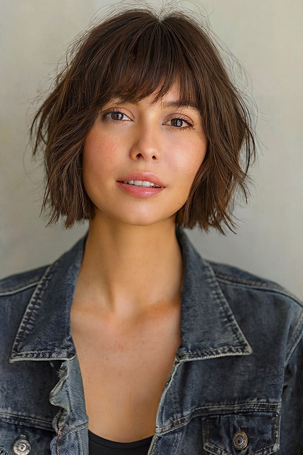 Textured chin-length bob with layers