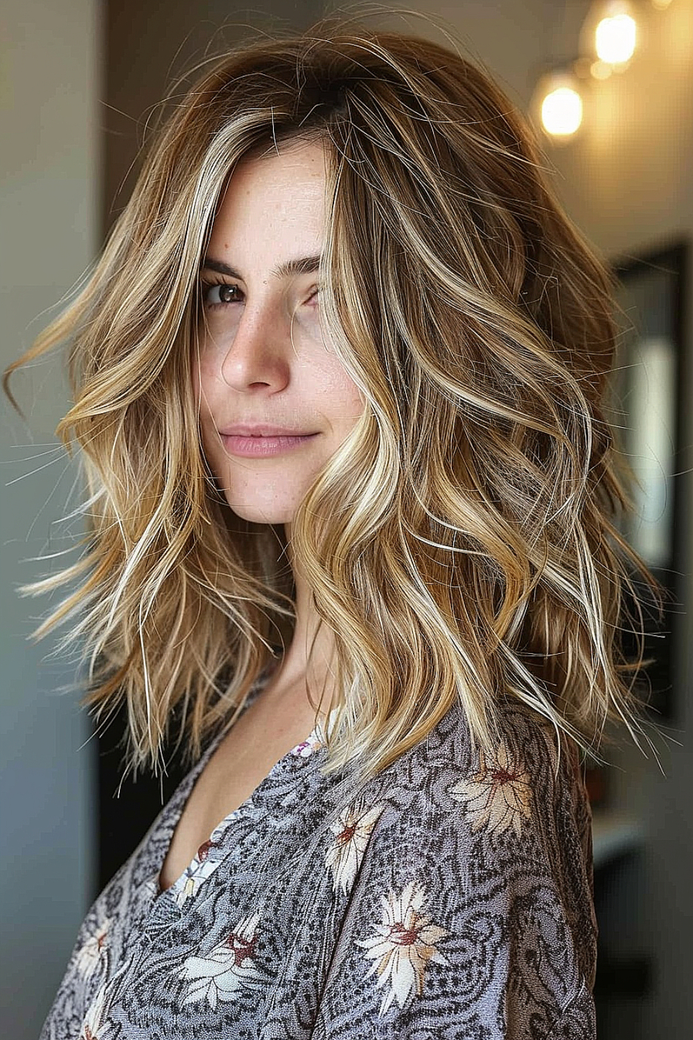 Textured cut with highlights for lively dimensions